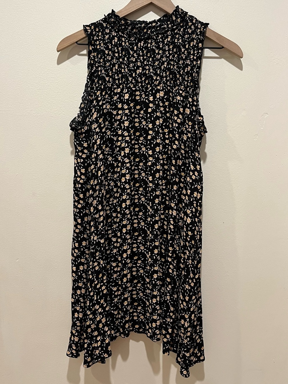 Bohme Black Floral Smocked Sleeveless Babydoll Dress - Women’s Size Small